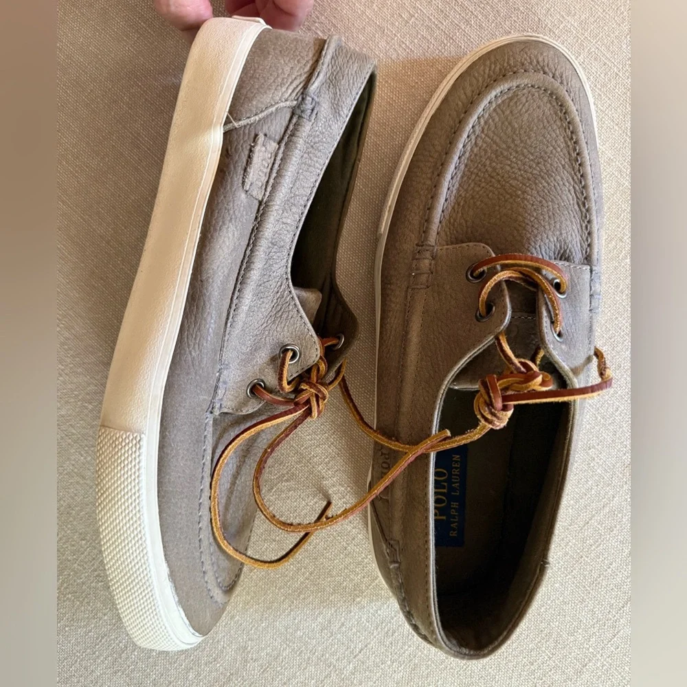 Polo by Ralph Lauren Men's Gray Boat Shoes leather 9.5